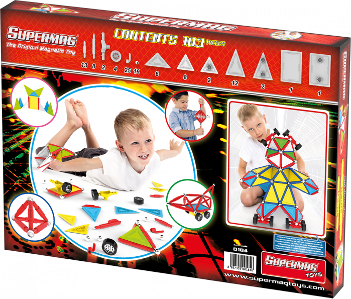 Set mare de constructie masini cu piese magnetice Supermag, 103 piese [2]