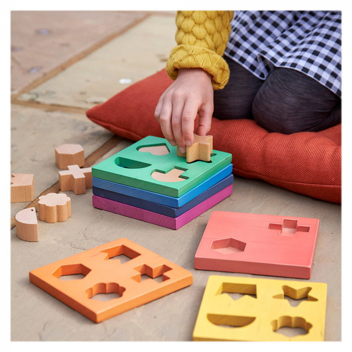 Shape Stacker, placi din lemn cu forme pentru sortat [2]