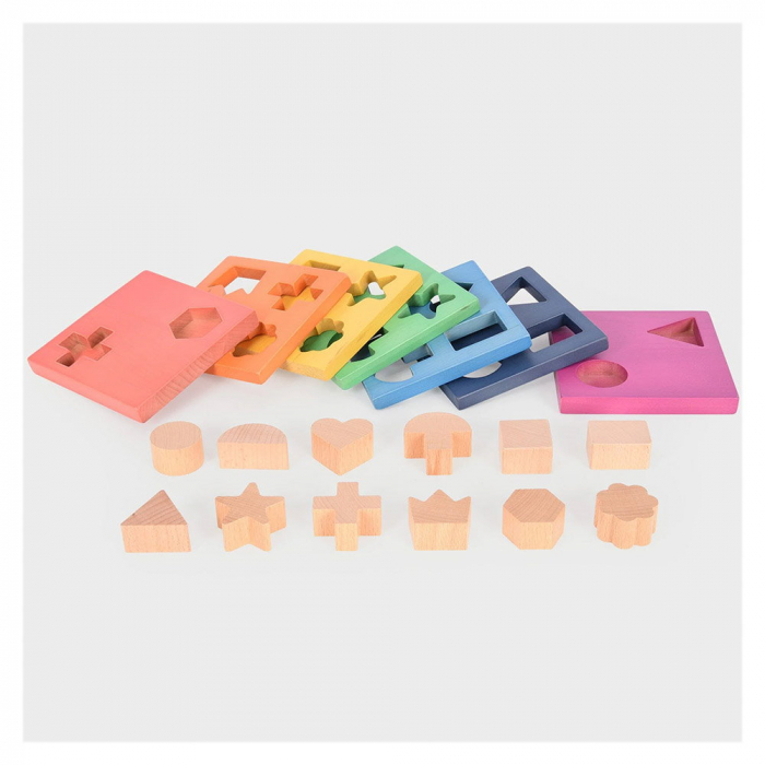 Shape Stacker, placi din lemn cu forme pentru sortat [6]