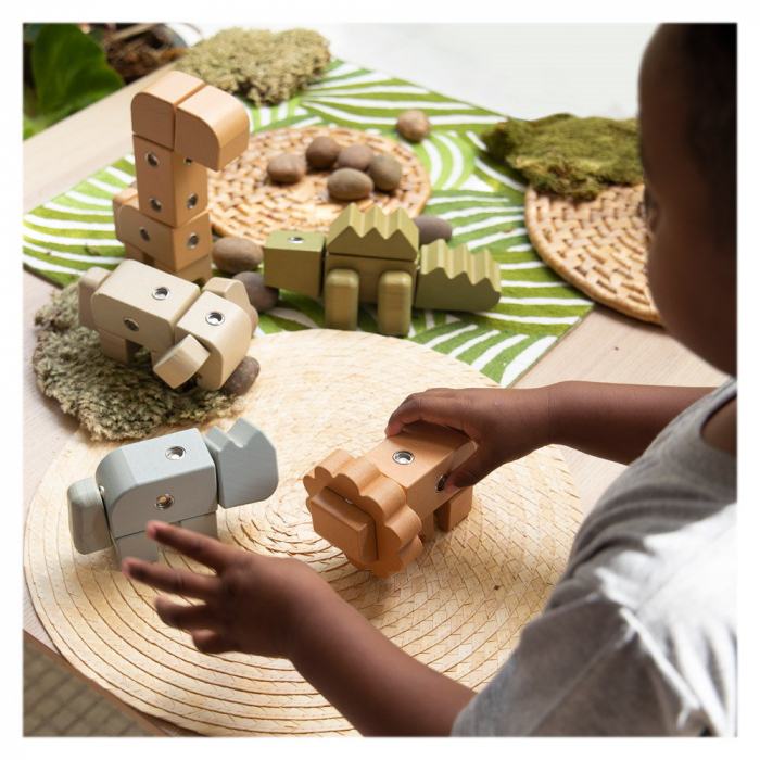 Snap Block Animals, blocuri de constructie din lemn, Guidecraft [4]