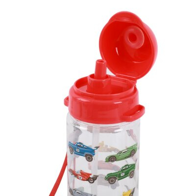 Sticla transparenta din tritan, cu pai, 400 ml - masini de curse [2]