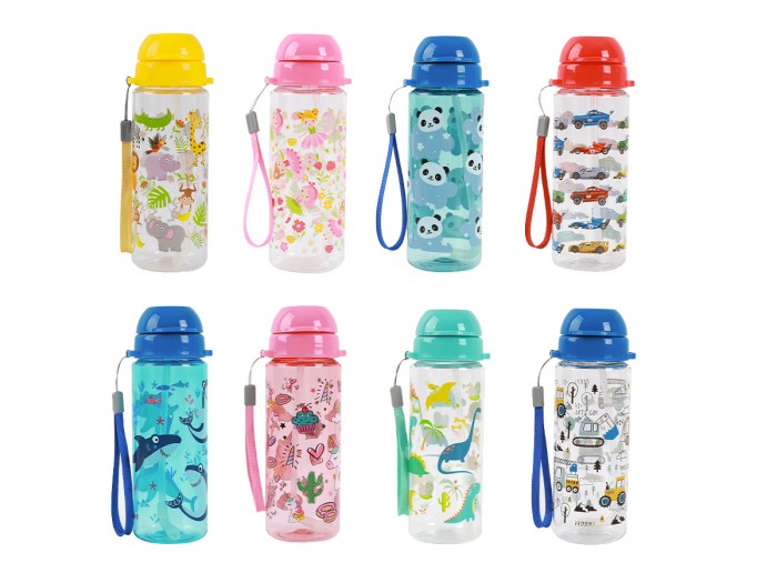 Sticla transparenta din tritan, cu pai, 400 ml - unicorni [3]