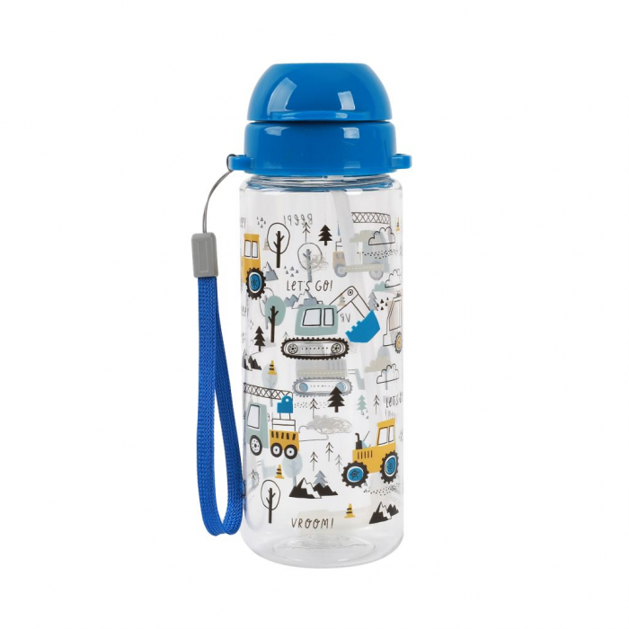 Sticla transparenta din tritan, cu pai, 400 ml - vehicule [1]