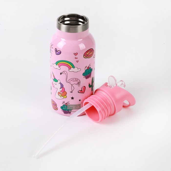 Termos pentru copii, din otel inoxidabil, design unicorn, 350 ml [3]