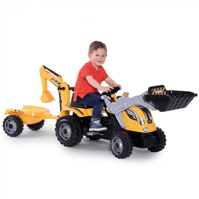 Tractor cu pedale si remorca Smoby Builder Max galben [3]