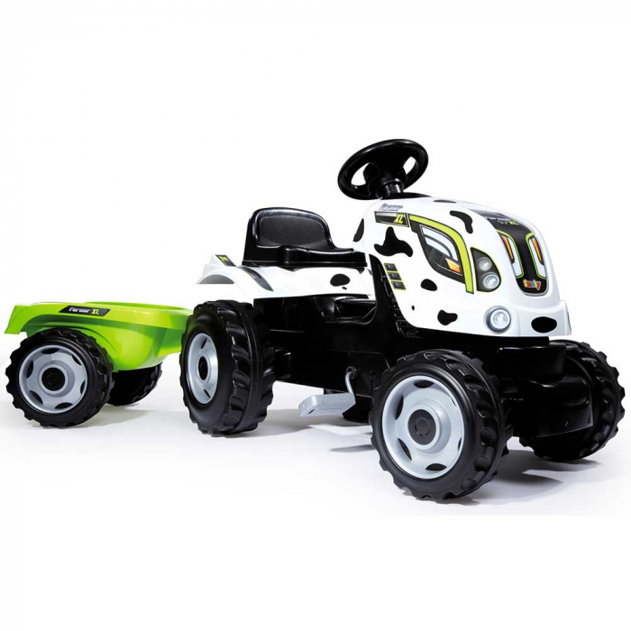 Tractor cu pedale si remorca Smoby Farmer XL alb negru [2]