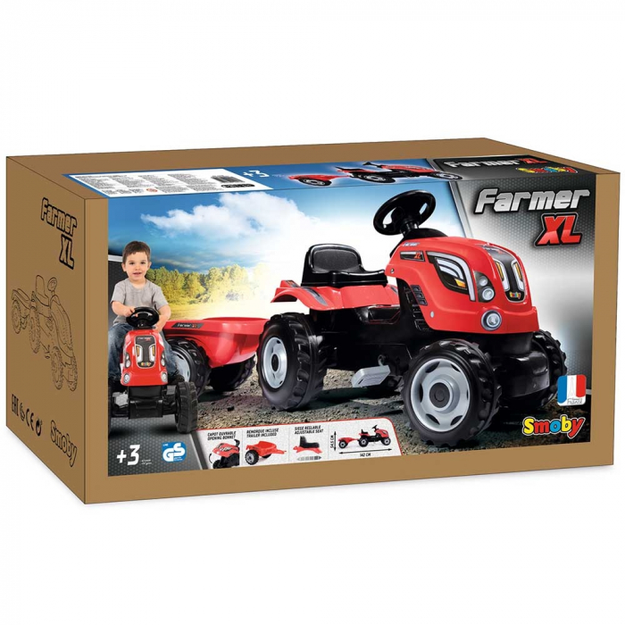 Tractor cu pedale si remorca Smoby Farmer XL rosu [8]