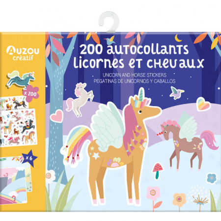 Jocuri creative - 200 de abtibilduri repozitionabile cu unicorni si cai