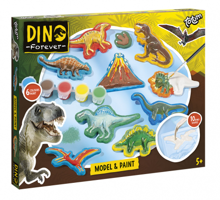 Idei de cadouri sub 100 de lei - Set creativ DIY Modeleaza si picteaza dinozauri