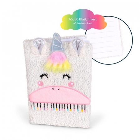 Agende - Agenda A5 cu coperta moale de plus, model Unicorn, 80 file