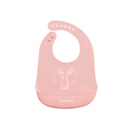 Diversificare bebeluși - Baveta din silicon Smekke, Skiddou, Keep Pink, Roz
