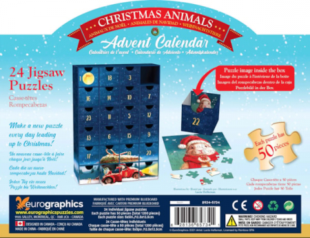 Calendar de Advent Animalutele si Craciunul, 24 puzzle-uri, 50 piese [2]