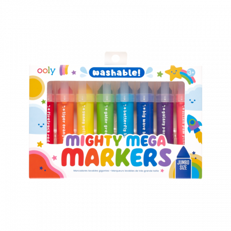 Carioci - Carioci lavabile cu varf triunghiular, Mighty Mega, set 8 culori