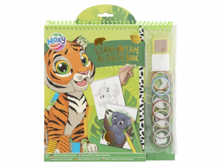 Jucarii +4 Ani - Carte-cu-activitati,-Stampileaza-si-lipeste,-Animale-Moxy