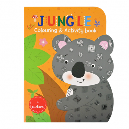 Jucării copii 5-6 ani - Carte de colorat cu activitati si abtibilduri -animale din jungla