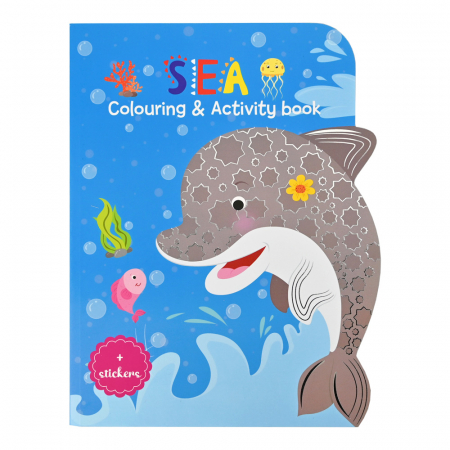 Jucării copii 5-6 ani - Carte de colorat cu activitati si abtibilduri -animale marine