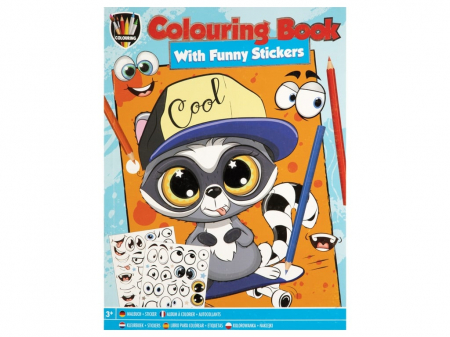 Jocuri educative - Carte de colorat pentru baieti, cu abtibilduri amuzante,  A4, 24 pagini