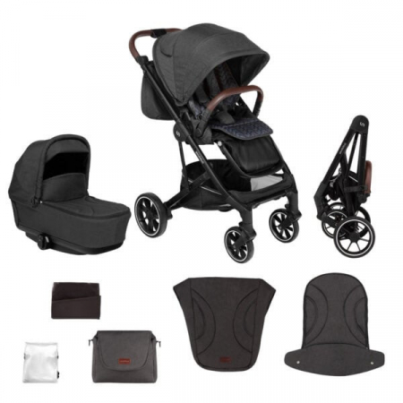 Cărucioare copii - Carucior 2 in 1 Skiddou Moss Onyx, Negru