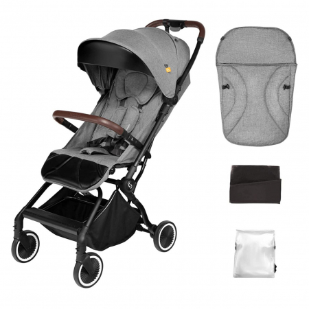 Cărucioare copii - Carucior sport pliabil Skiddou Espoo+ Evening Shadow, ultracompact pentru calatorii, Gri inchis