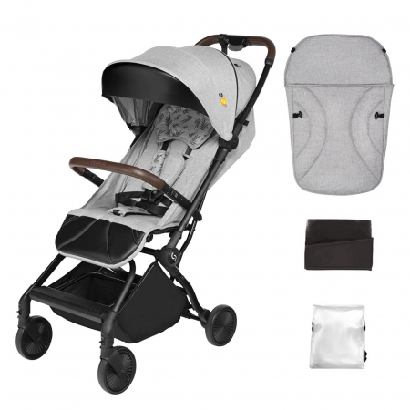 Cărucioare copii - Carucior sport pliabil Skiddou Espoo+ Normandic Dream, ultracompact pentru calatorii, Gri
