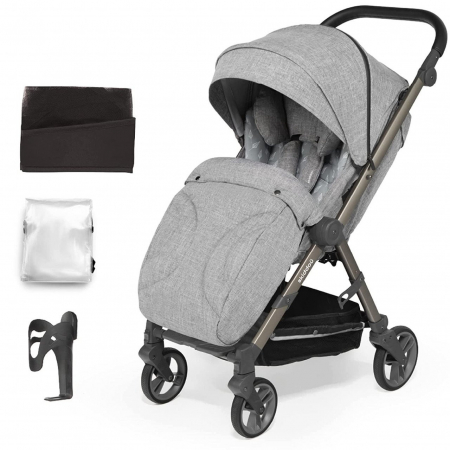 Cărucioare copii - Carucior sport pliabil Skiddou Mell Normandic dream, ultracompact pentru calatorii, Gri deschis