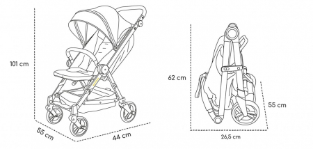 Carucior sport pliabil Skiddou Mell Onyx, ultracompact pentru calatorii, Negru [9]