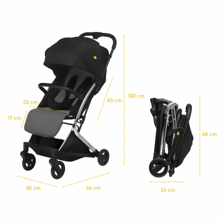 Carucior sport pliabil Skiddou Mikkeli Onyx, ultracompact pentru calatorii, Negru [10]