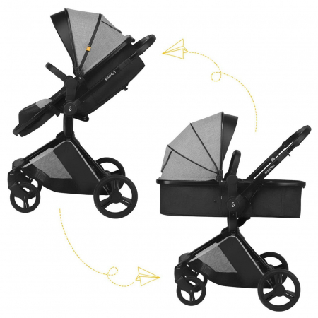 Carucior transformabil 2 in 1 Skiddou Nasjo Normandic Dream, Gri [5]
