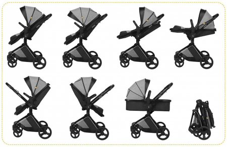 Carucior transformabil 2 in 1 Skiddou Nasjo Normandic Dream, Gri [7]