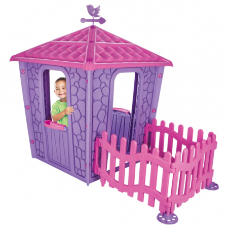 Casuta cu gard pentru copii Pilsan Stone House with Fence purple [1]