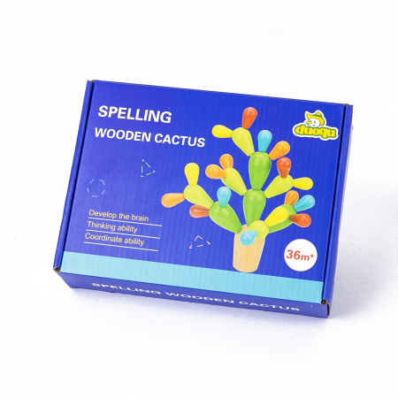 Jucării copii 5-6 ani - Cactusul - Joc din lemn de construcţie şi echilibru