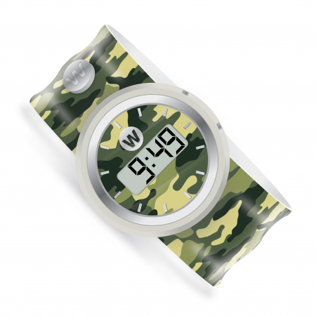 Idei de cadouri sub 150 de lei - Ceas analog pentru copii cu bratara din silicon slap-on, Camuflaj de armata