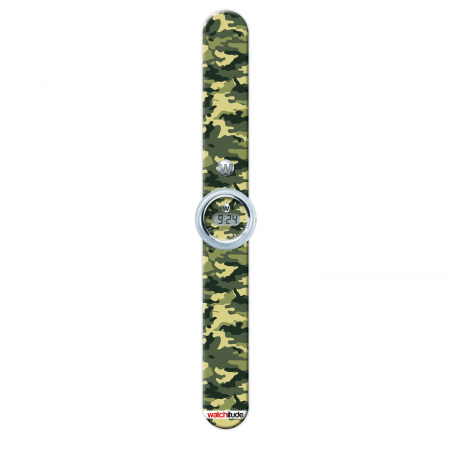 Ceas analog pentru copii cu bratara din silicon slap-on, Camuflaj de armata [1]