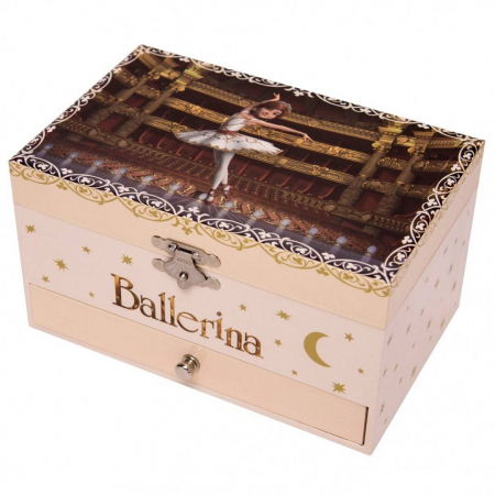 Jucării muzicale - Cutie muzicala dreptunghiulara cu sertar "Ballerina"