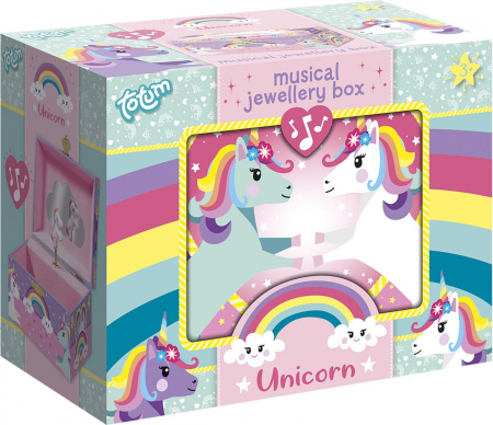 Cutie muzicala pentru bijuterii cu figurina unicorn si oglinda [1]