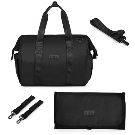 Genți multifuncționale - Geanta multifunctionala pentru parinti Skiddou Inger, Onyz Leather, Negru
