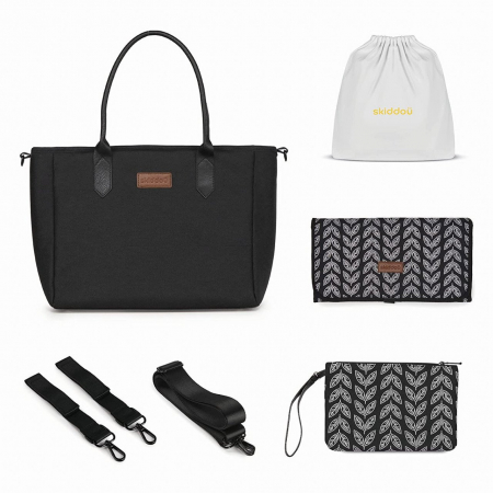 Mama și bebe - Geanta multifunctionala pentru parinti Skiddou Ingrid, Onyx, Negru