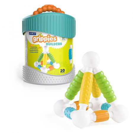 Vârstă - Grippies Builders, set magnetic senzorial, 20 piese