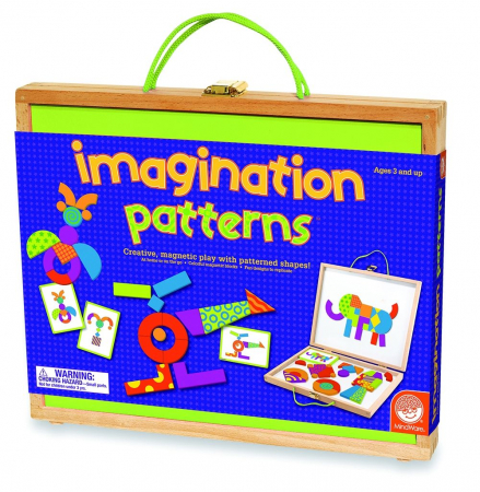 Játékok 3-5 éveseknek - MindWare Imagination patterns joc de constructie din lemn cu piese magentice