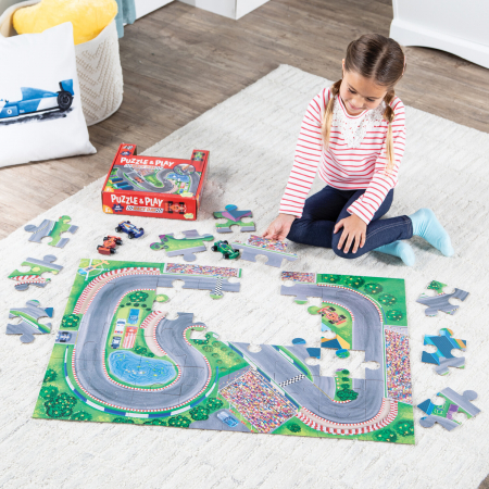 Joc 2 in 1, Puzzle and play, Masini de curse, Peaceable Kingdom [17]
