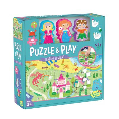 Puzzle de podea - Peaceable Kingdom Joc 2 in 1 Puzzle and play: Taramul basmelor