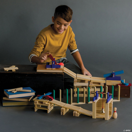 Joc STEM de constructie, din lemn, de tip marble run. Keva Constructions Reactions Planks [2]