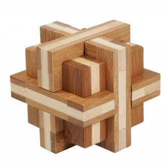 Idei de cadouri sub 50 lei - Joc logic IQ din lemn bambus Double cross