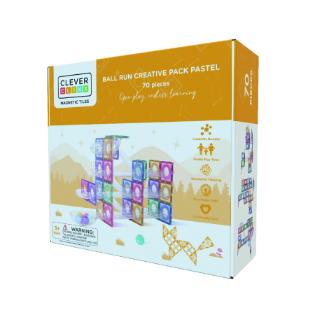 Jocuri magnetice - Joc magnetic Circuit pastel cu bile - 70 Piese, Cleverclixx