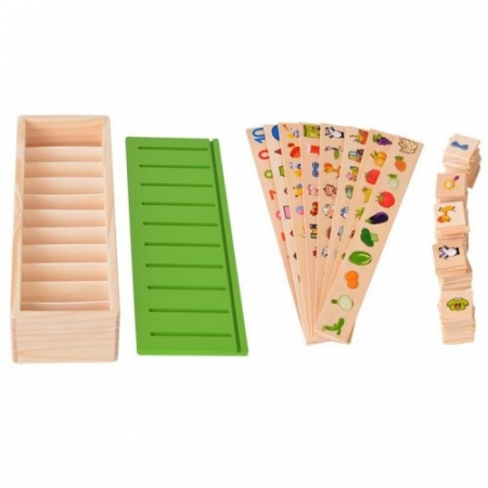 Joc asociere şi sortare - Cutie Montessori cu 88 piese din lemn [6]