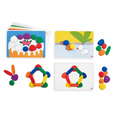 Jucării copii 0-2 ani - Junior Rainbow Pebbles, set de activitati cu pietricele