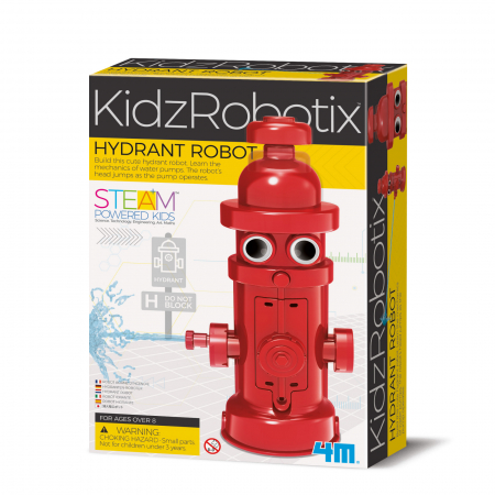Jucării copii 7-8 ani - Kit constructie robot - Robot Hidrant, Kidz Robotix