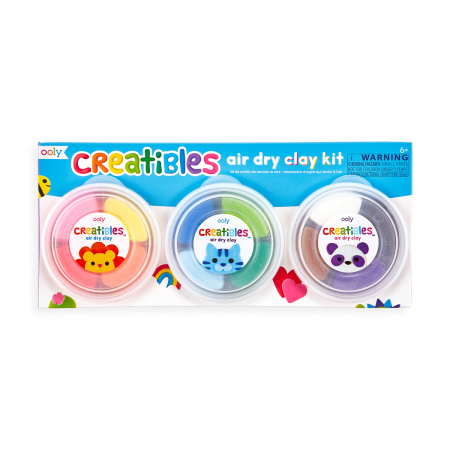 Plastilină - Kit DIY Creatibles - plastilina cu uscare la aer - set de 12 culori si 3 ustensile