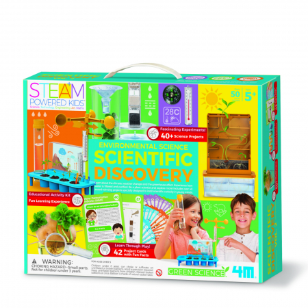 Jucării copii 7-8 ani - Kit stiintific - Descoperiri stiintifice Vol. 2 - Mediul Inconjurator - 42 experimente, STEAM Kids