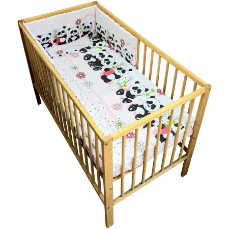 Pătuțuri și accesorii - Lenjerie patut Hubners Sweet Panda 4 piese roz